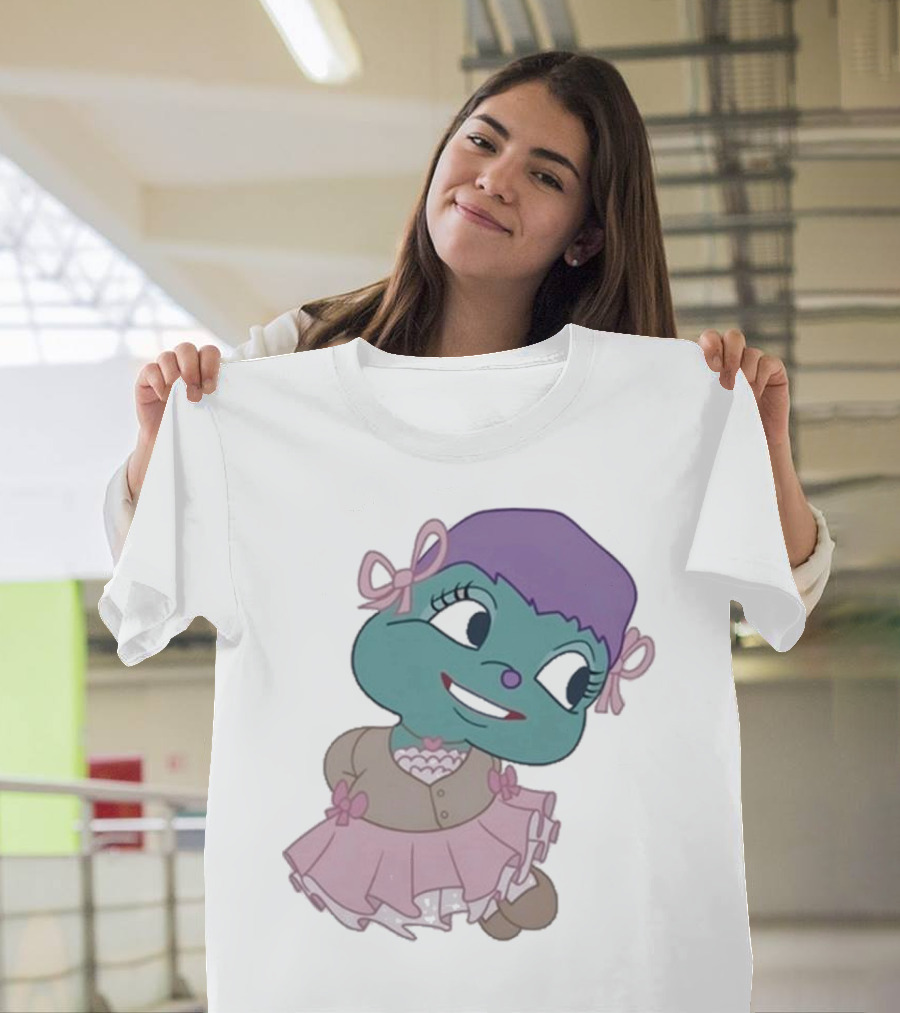 Samantha Yve Bb Coquette Cartoon Character With Purple Hair And Pink T-Shirt