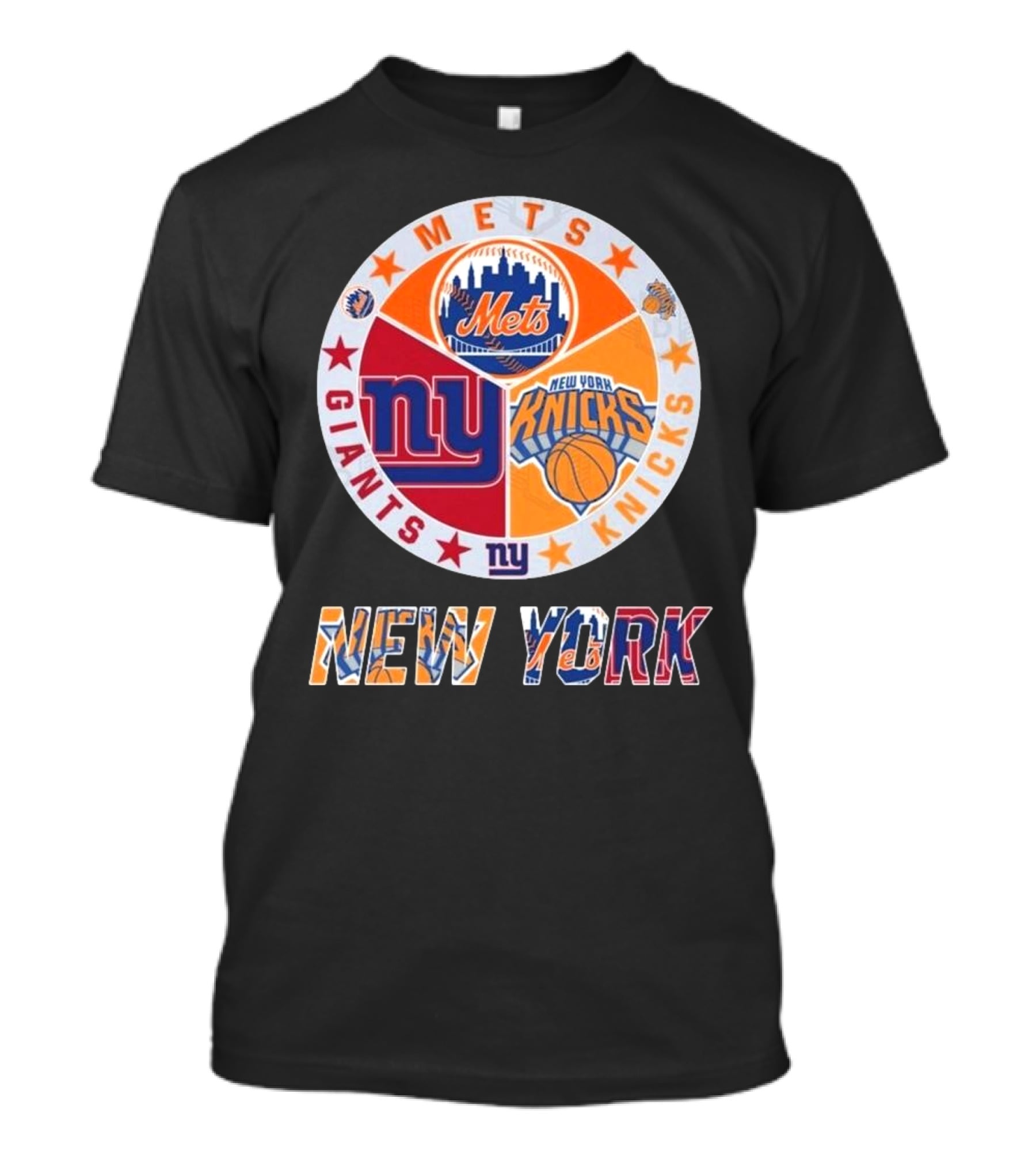 New York Mets Giants Knicks Circle Logo New York T-Shirt