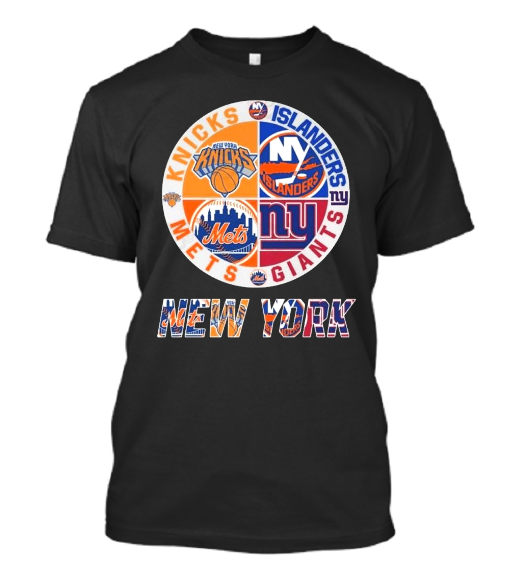 New York Knicks Mets Giants Islanders Circle Collaboration T-Shirt