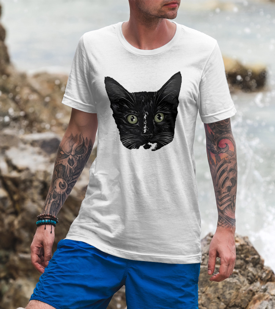 Michael Manigault Brave Green-Eyed Cat Face T-Shirt