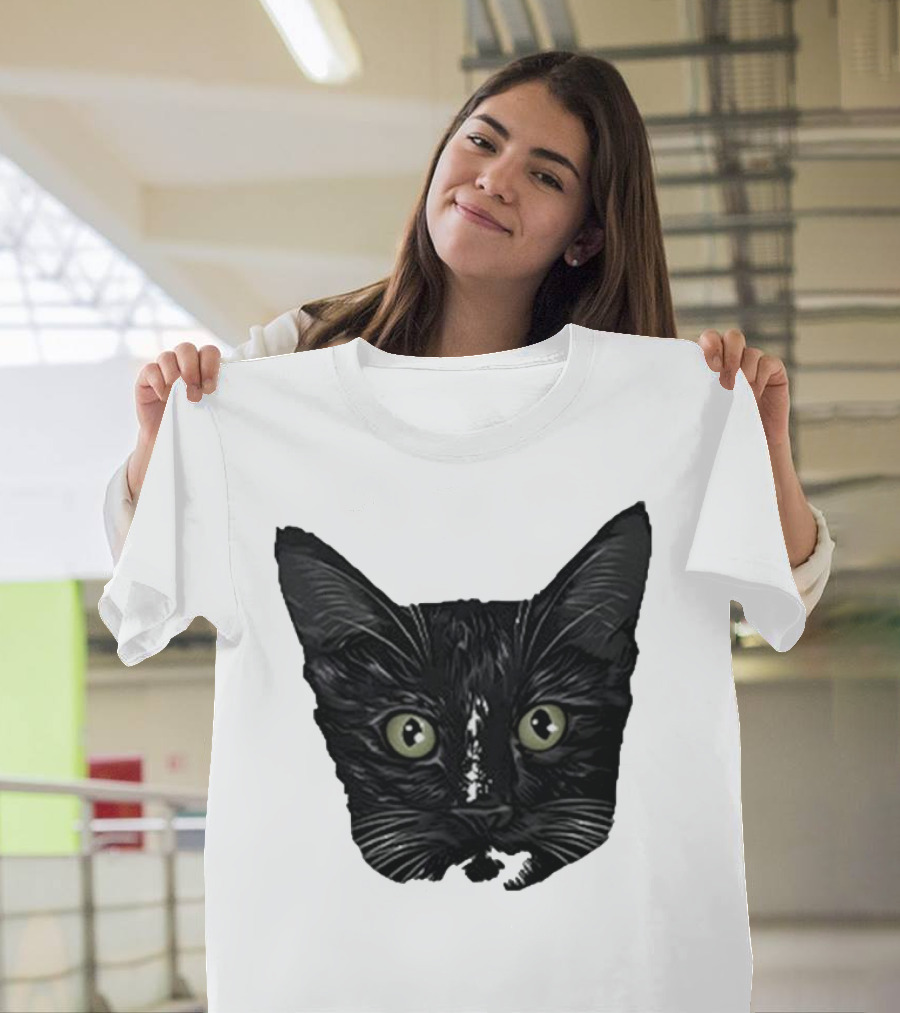 Michael Manigault Brave Green-Eyed Cat Face T-Shirt
