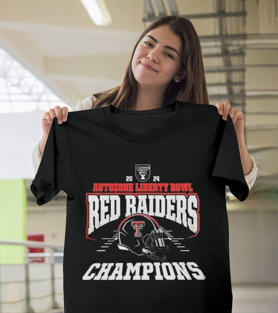 Texas Tech Red Raiders Autozone Liberty Bowl 2024 Champions Helmet T-Shirt
