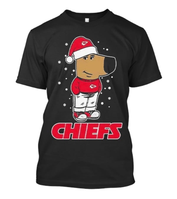 Chill Guy In Santa Hat With Chiefs Christmas Spirit T-Shirt