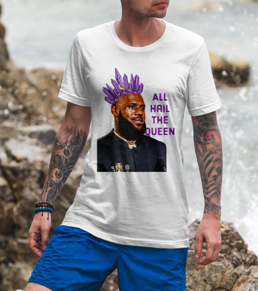 LeBron James All Hail The Queen Purple Crystal Crown T-Shirt