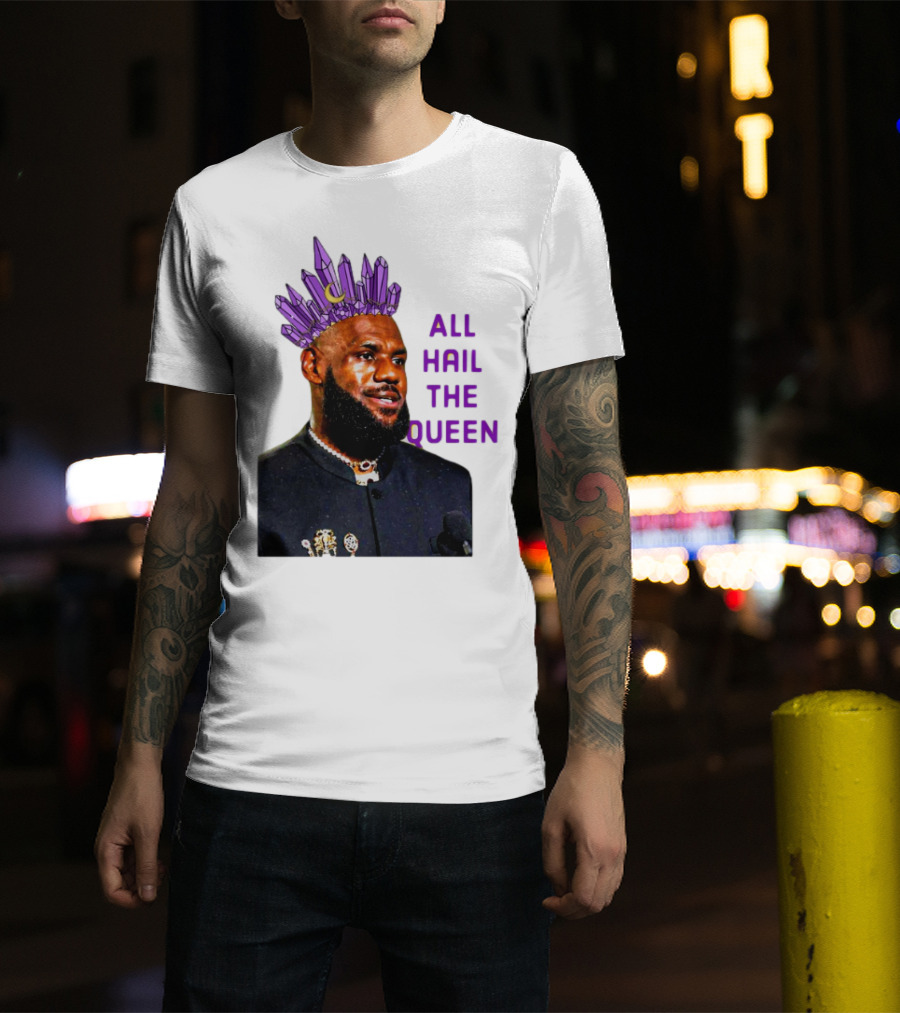 LeBron James All Hail The Queen Purple Crystal Crown T-Shirt