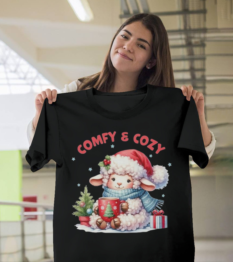 Comfy and Cozy Sheep Christmas T-Shirt