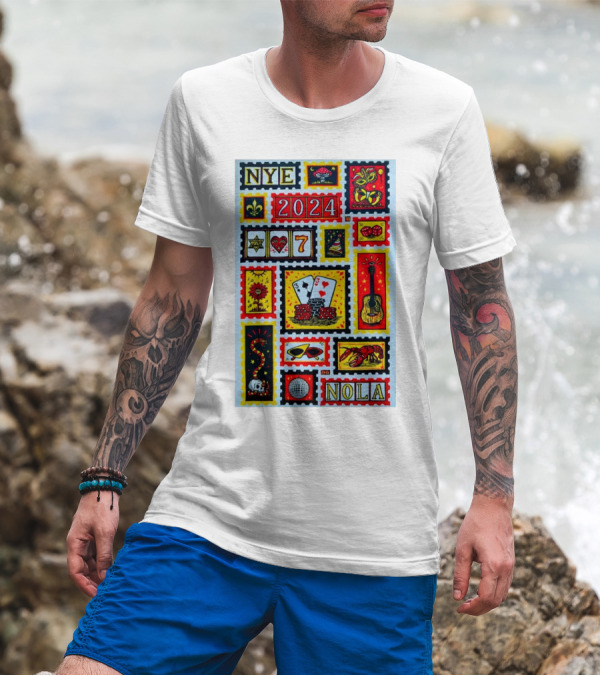 NYE 2024 NOLA Guitar Cards Dice Symbols T-Shirt