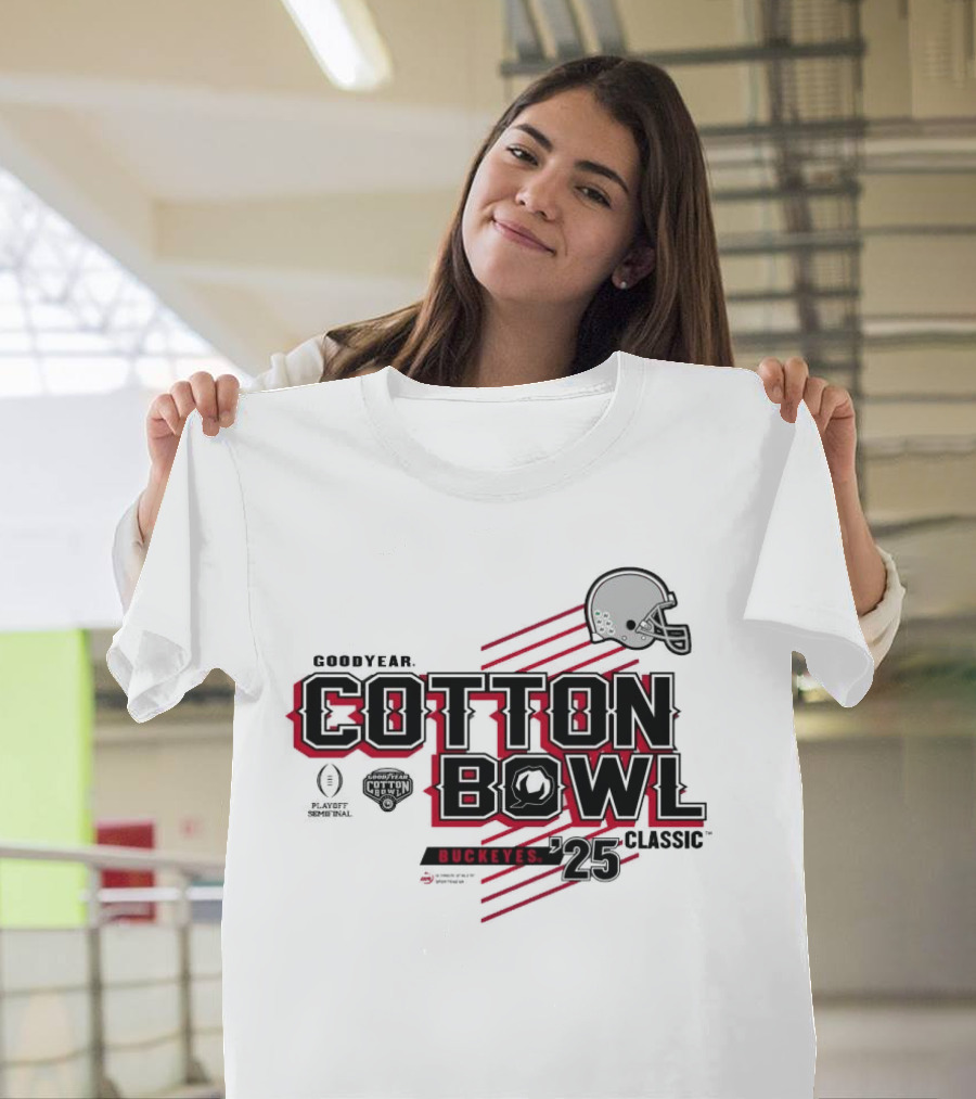Goodyear Cotton Bowl Classic 2025 Ohio State Buckeyes Helmet Football Playoff Semifinal T-Shirt