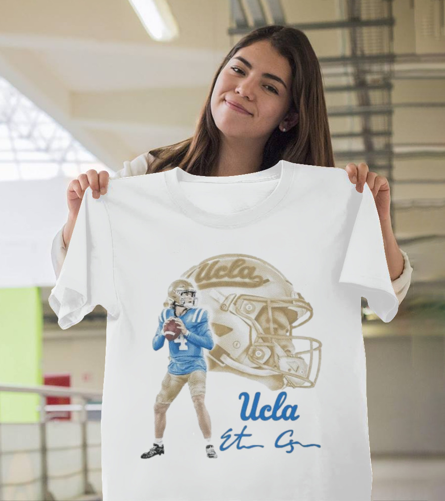 Ethan Garbers UCLA Football Quarterback Signature With Helmet T-Shirt