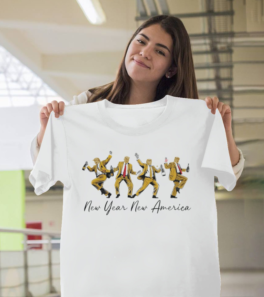 New Year New America Trump Dancing with Champagne T-Shirt