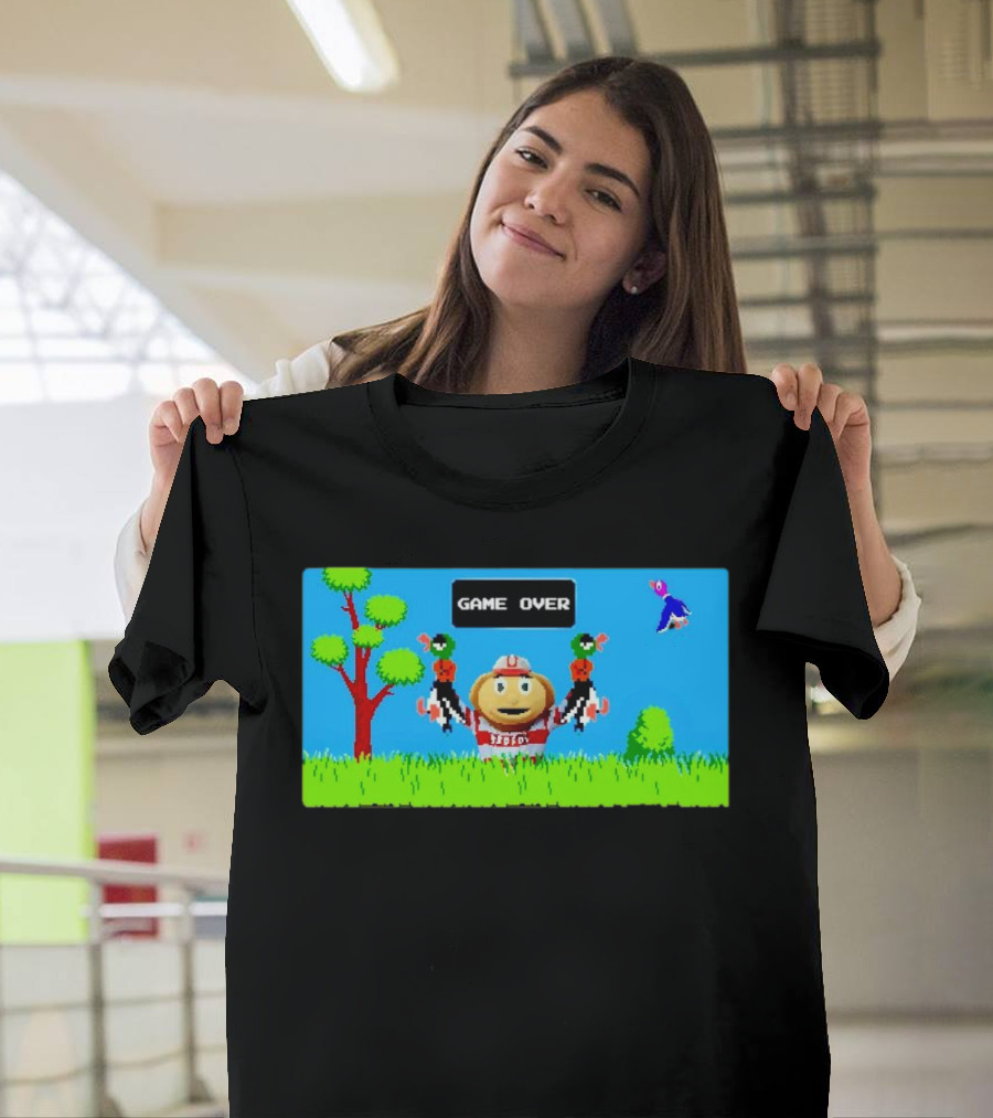 Game Over Ohio State Buckeyes Beats Oregon Ducks 8bit Video Game Retro Style Victory Scene T-Shirt