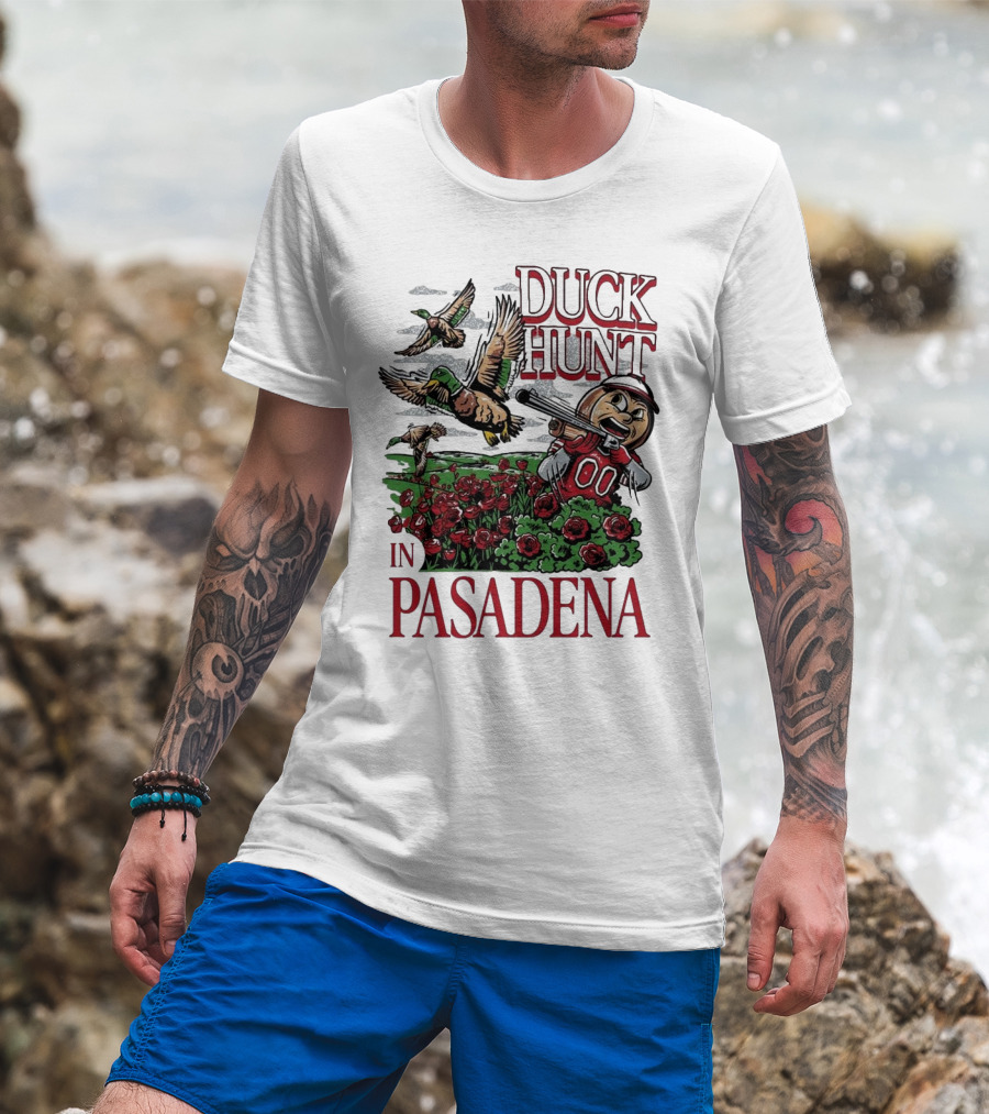 Duck Hunt In Pasadena Football Roses Retro Style T-Shirt