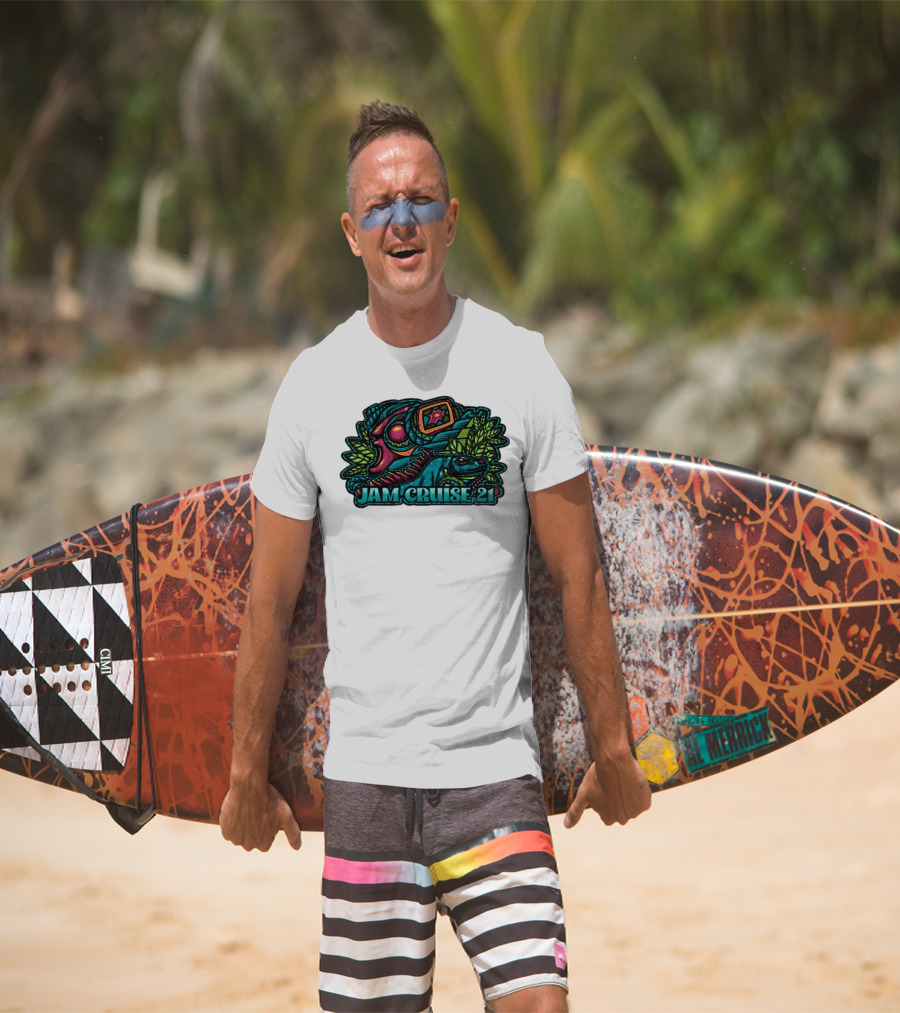 Jam Cruise 21 Jeff Wood 2025 Psychedelic Iguana And Space Elements T-Shirt