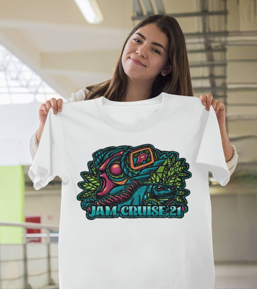 Jam Cruise 21 Jeff Wood 2025 Psychedelic Iguana And Space Elements T-Shirt