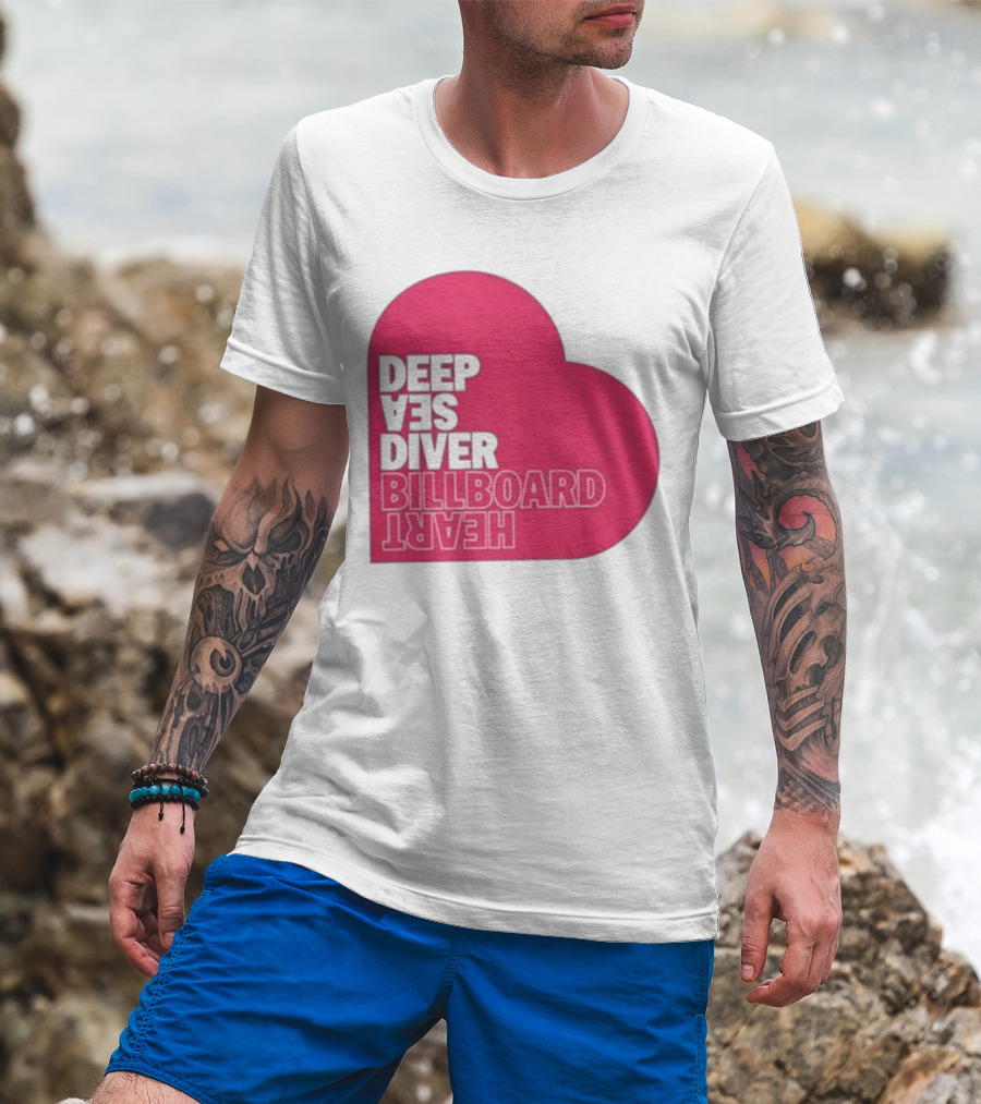 Deep Sea Diver Pink Billboard Heart T-Shirt