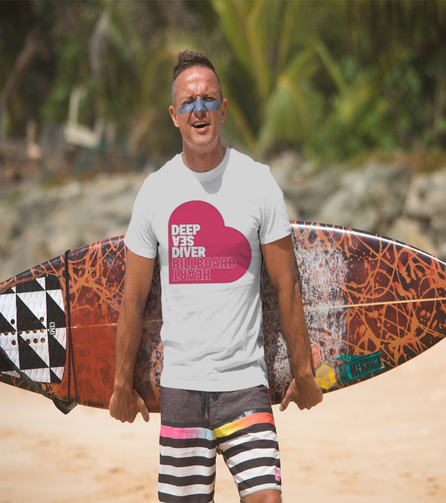 Deep Sea Diver Pink Billboard Heart T-Shirt