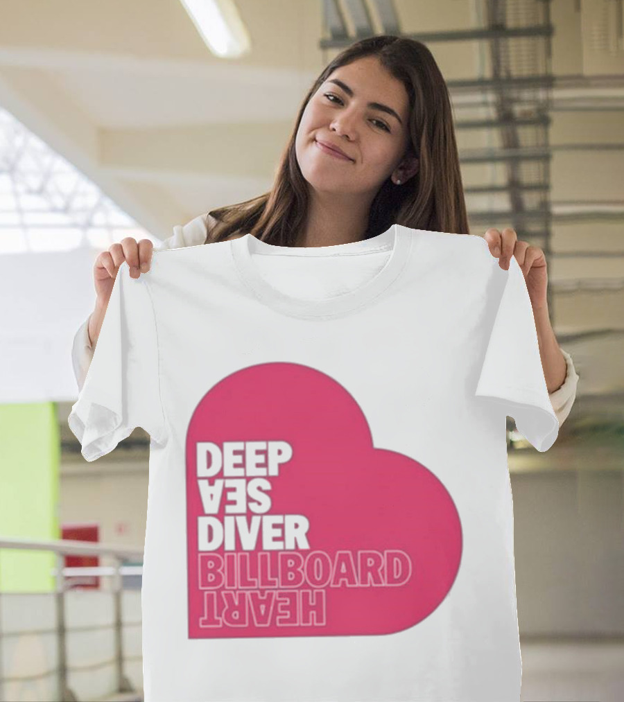 Deep Sea Diver Pink Billboard Heart T-Shirt