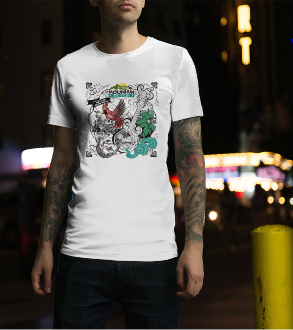 Mountain Music Festival June 5-7, 2025 New River Gorge WV Cardinal Guitar Nature Elements T-Shirt