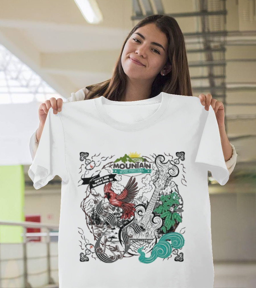 Mountain Music Festival June 5-7, 2025 New River Gorge WV Cardinal Guitar Nature Elements T-Shirt