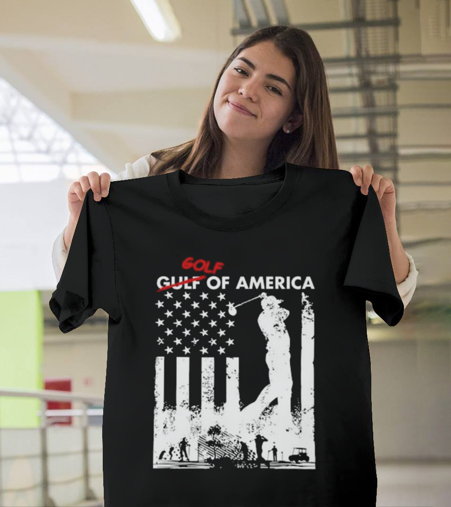 Alastor Store Golf Golf Gulf America Flag Golfer Silhouette Stars Stripes T-Shirt