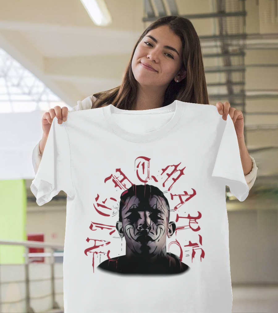 2025 Carlos Prates Nightmare Face With Red Gothic Text T-Shirt