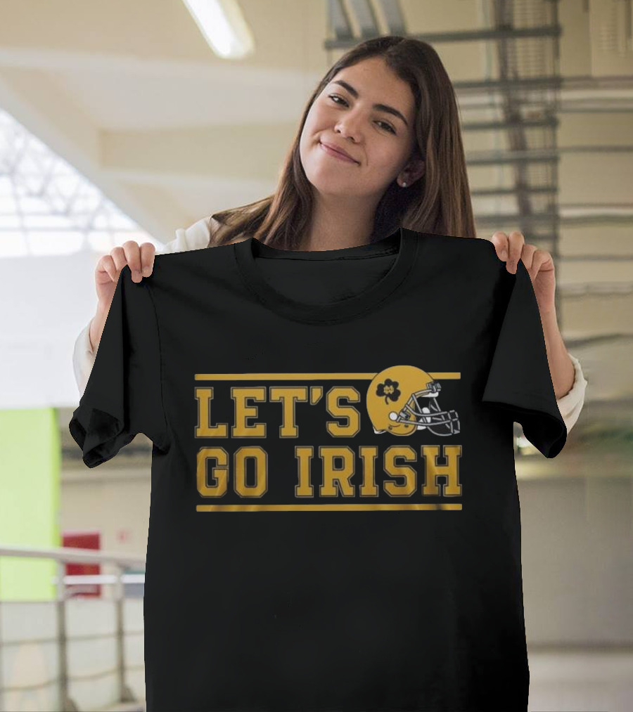 Notre Dame Fighting Irish Let's Go Irish Helmet NCAA 2025 T-Shirt
