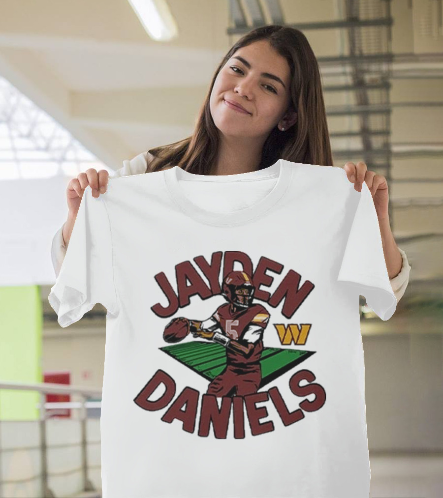 Jayden Daniels 5 Football Player Washington W T-Shirt