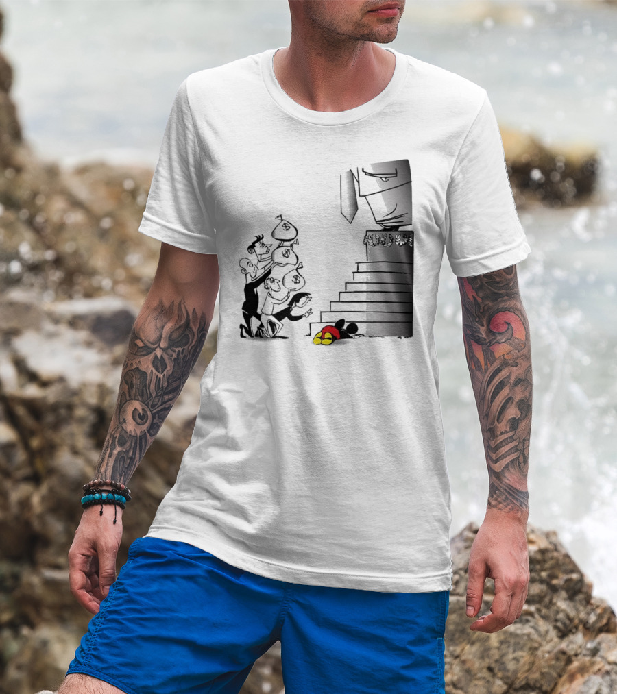 Newspaper Cartoon Economic Commentary Symbolic Imagery Money Hierarchy T-Shirt