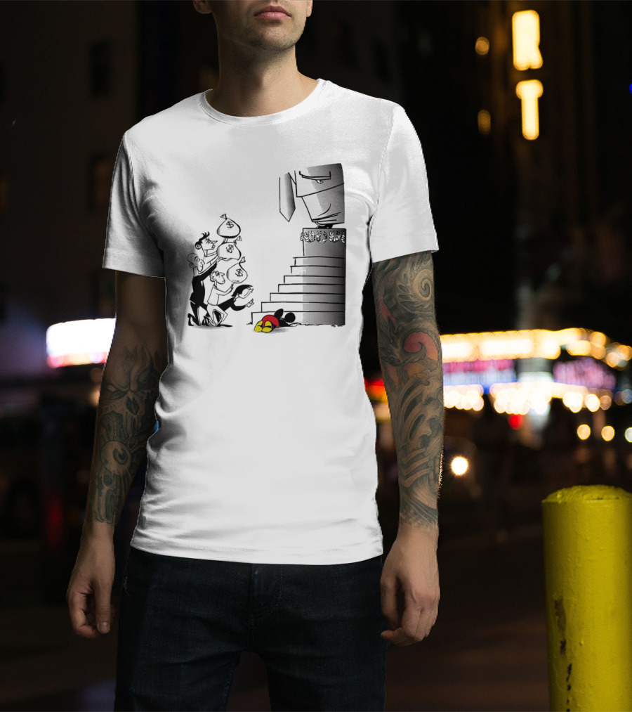 Newspaper Cartoon Economic Commentary Symbolic Imagery Money Hierarchy T-Shirt