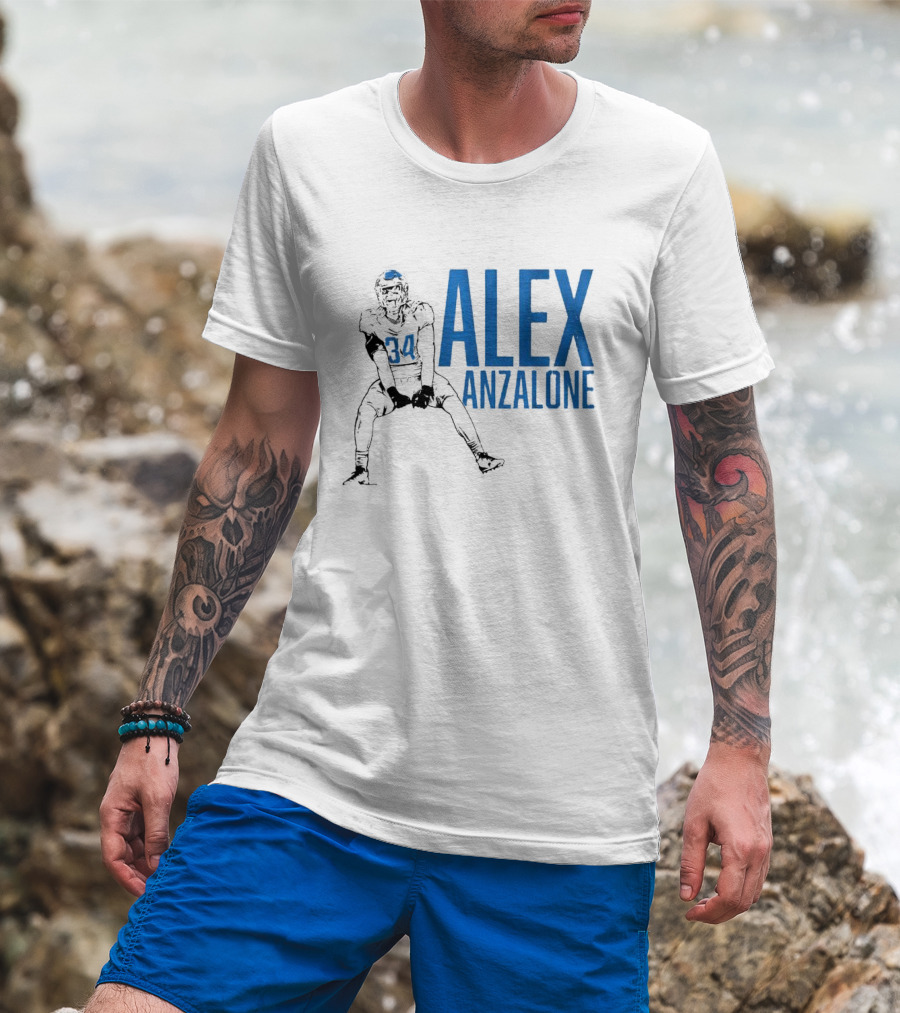 Alex Anzalone 34 Football Grit Pose T-Shirt