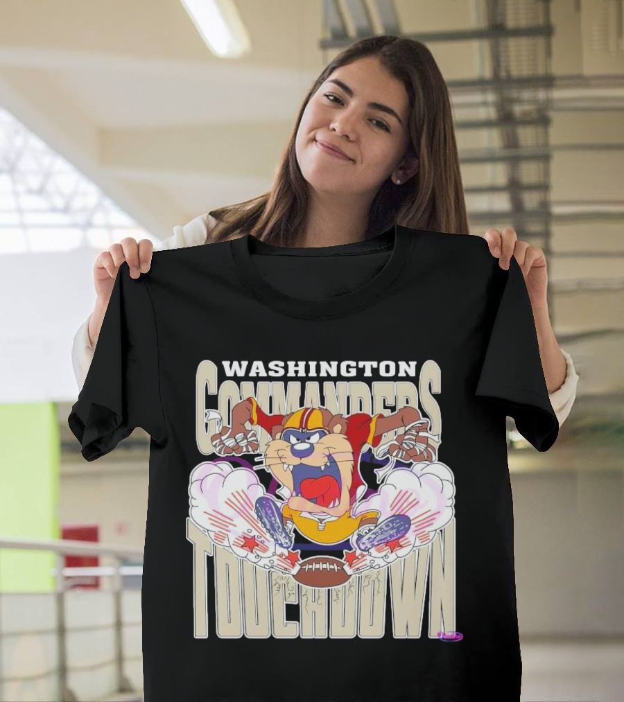 Washington Commanders Touchdown NFL Tasmanian Devil Sports Graphic 2025 T-Shirt