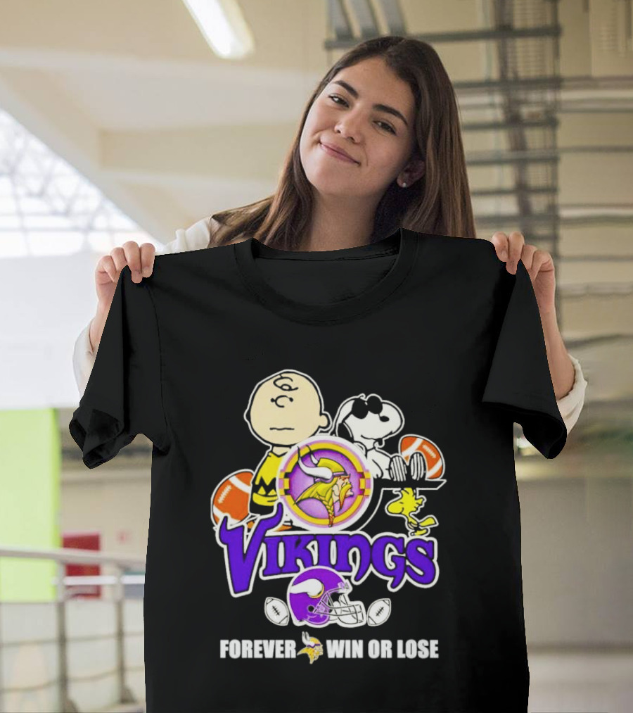 Charlie Brown Snoopy Vikings Forever Win or Lose Minnesota Football T-Shirt