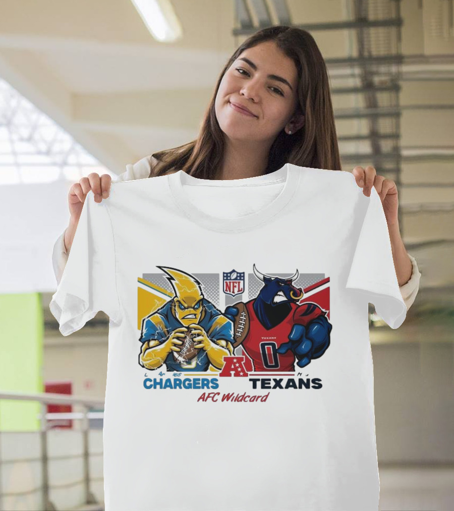 Los Angeles Chargers vs Houston Texans NFL Playoffs AFC Wild Card Matchup Mascot Showdown T-Shirt