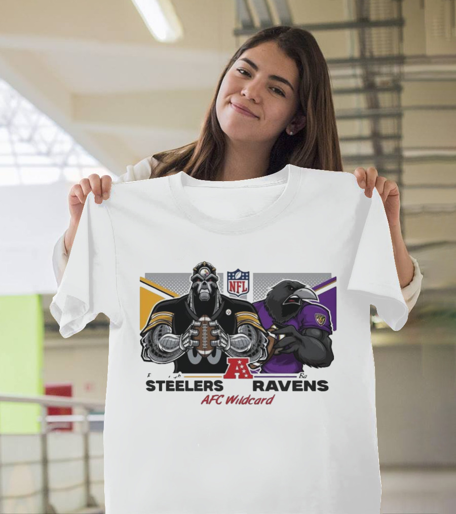 Steelers Ravens NFL AFC Wildcard Matchup Mascots Football Showdown T-Shirt