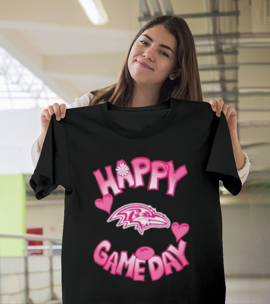 Valentine's Day Baltimore Ravens Happy Gameday 2025 Love Hearts Football T-Shirt