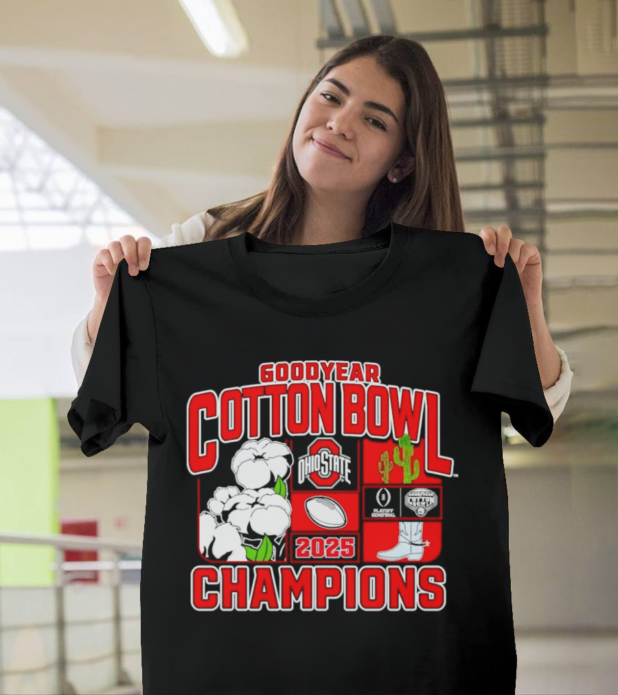 Ohio State Buckeyes 2025 Goodyear Cotton Bowl Champions Football Victory T-Shirt