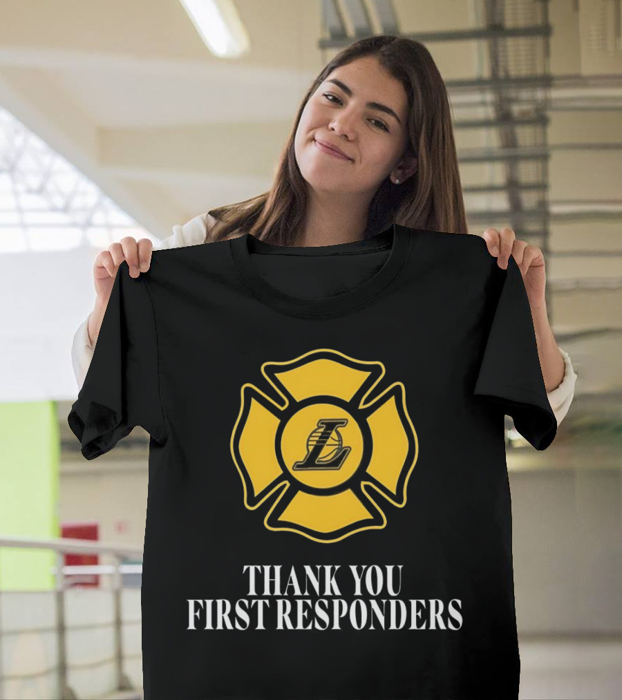 Los Angeles Lakers Thank You First Responders Firefighter Emblem T-Shirt