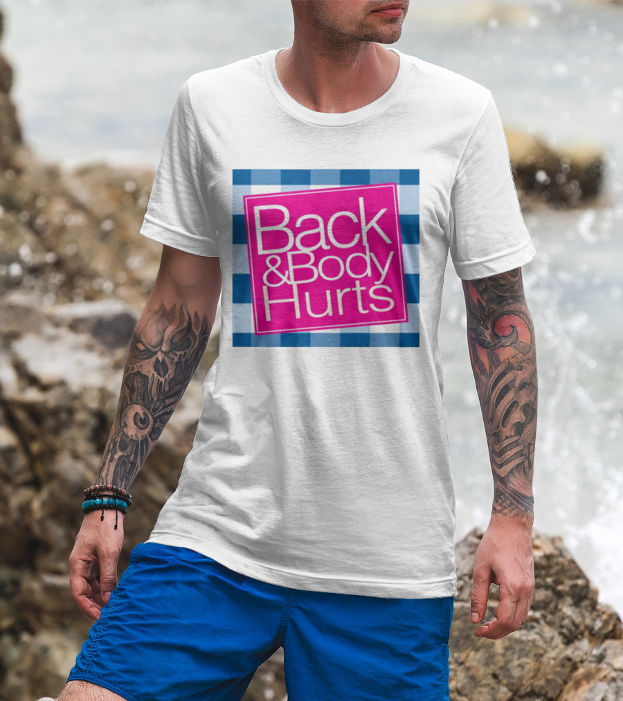 Back And Body Hurts Blue Checkered Square T-Shirt