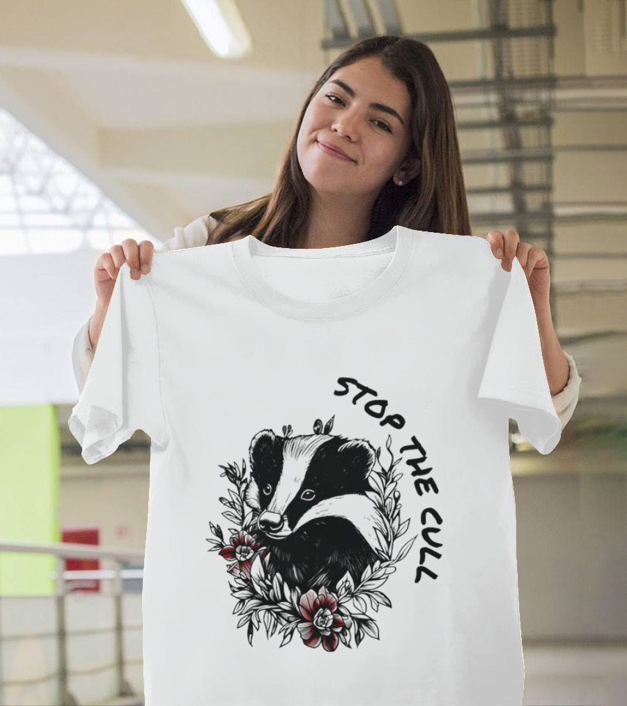 Badger Stop The Cull Floral Design T-Shirt
