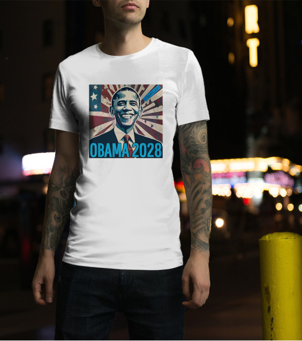 Obama 2028 American Flag Donkoolook T-Shirt