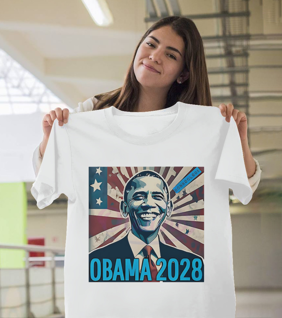 Obama 2028 American Flag Donkoolook T-Shirt