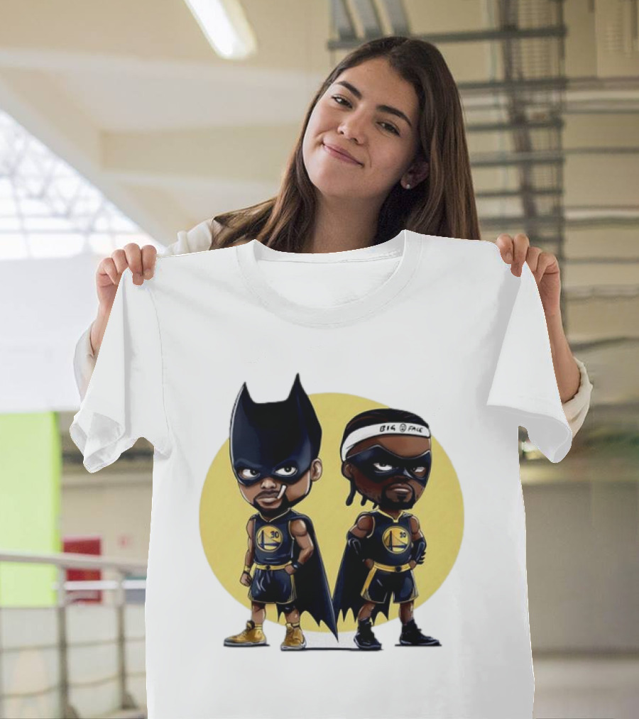 Batman and Robin Chibi Warriors 30 and Headband Duo Big Face T-Shirt