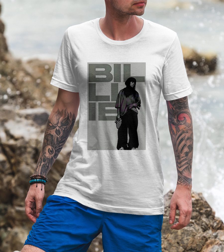Billie Eilish Striped Bag Monochrome Fashion T-Shirt