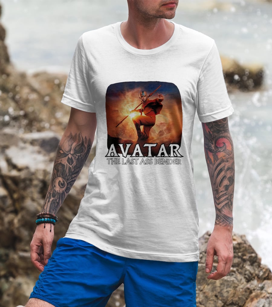 Avatar The Last Ass Bender Aang Parody With Red Outfit And Staff T-Shirt