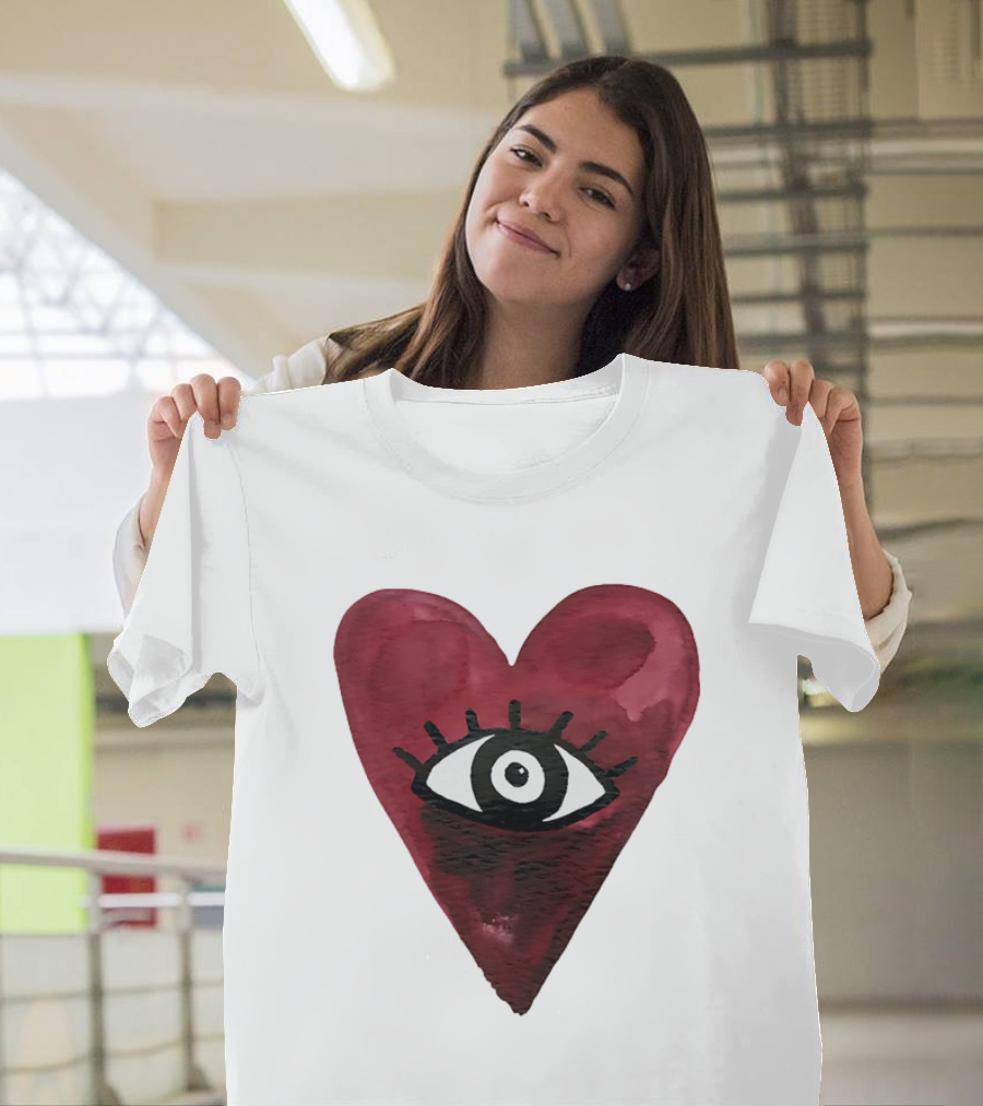 Burgundy Hearts Club Eye Retro T-Shirt