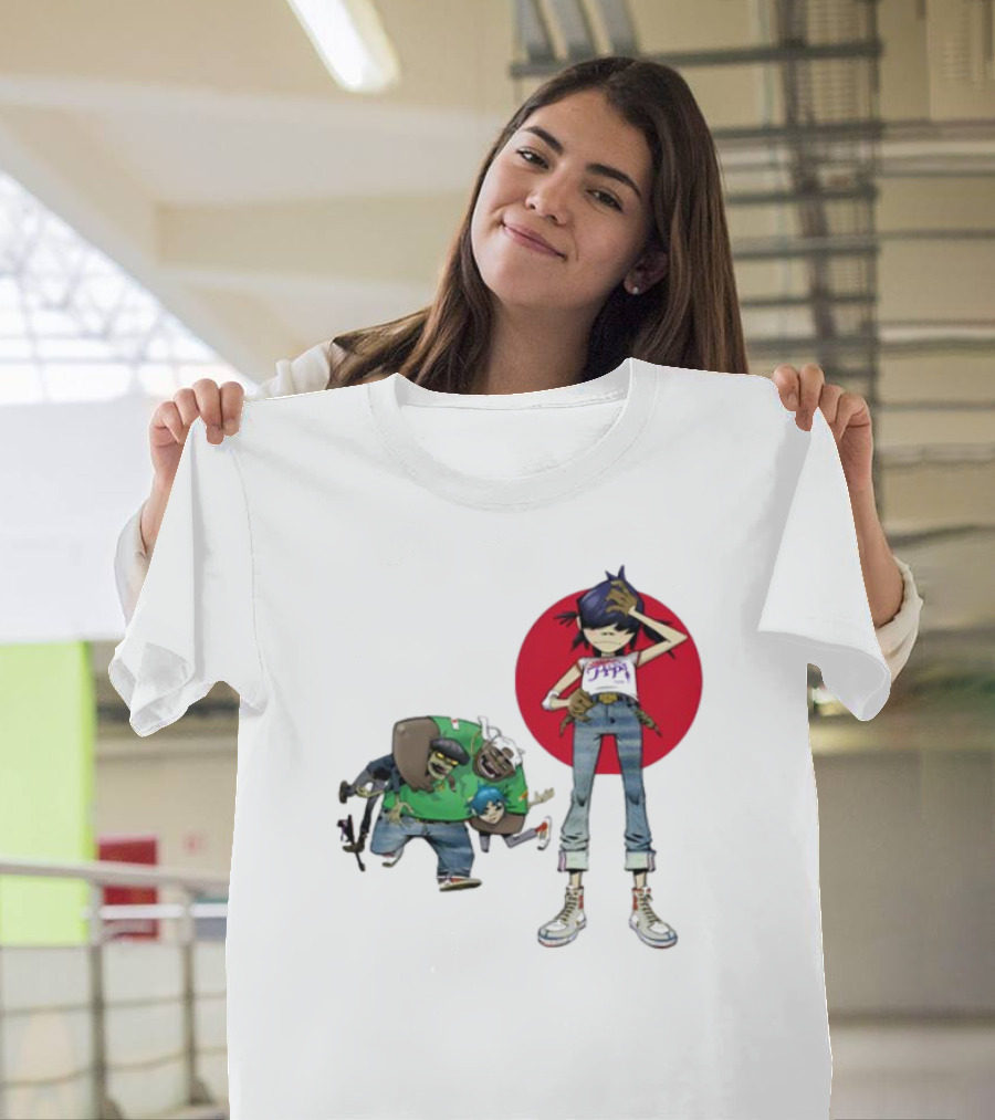 Gorillaz Invisible Sun Japanese Red Circle Band Members T-Shirt