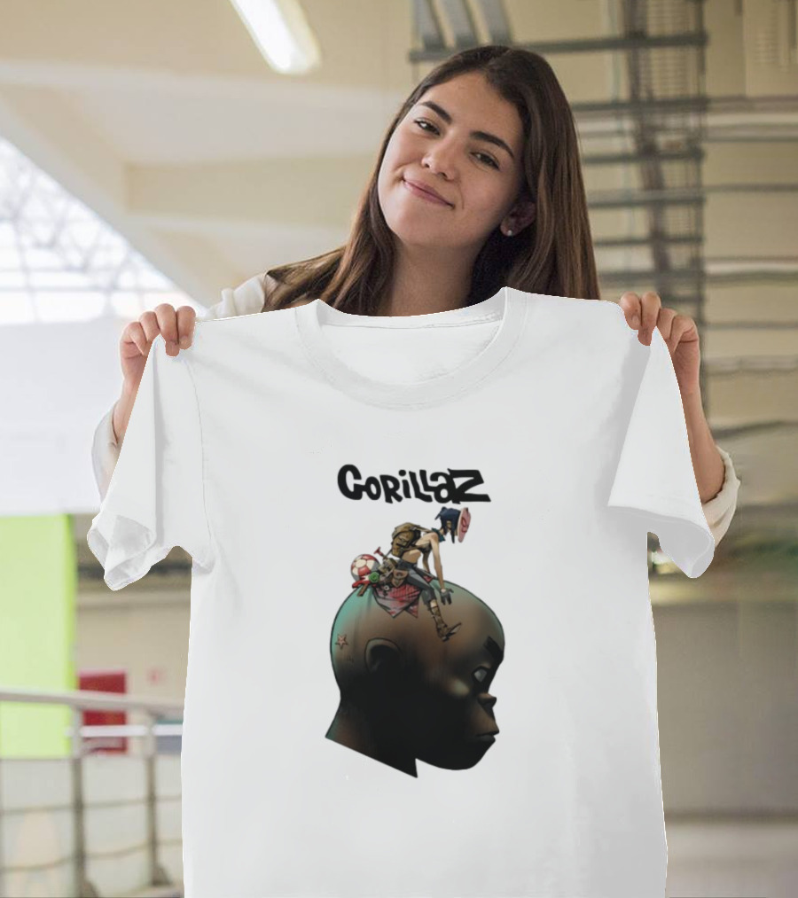 Gorillaz Plastic Beach Animated Character on Head T-Shirt