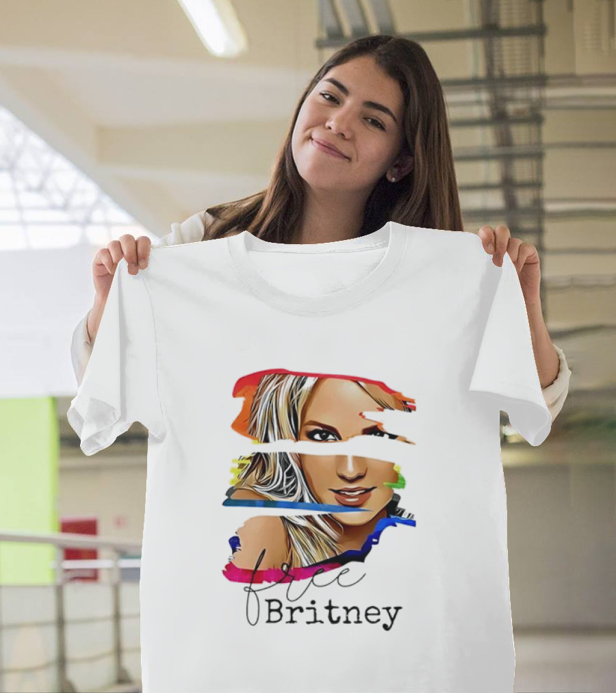 Free Britney Spears Colorful Streak Portrait T-Shirt