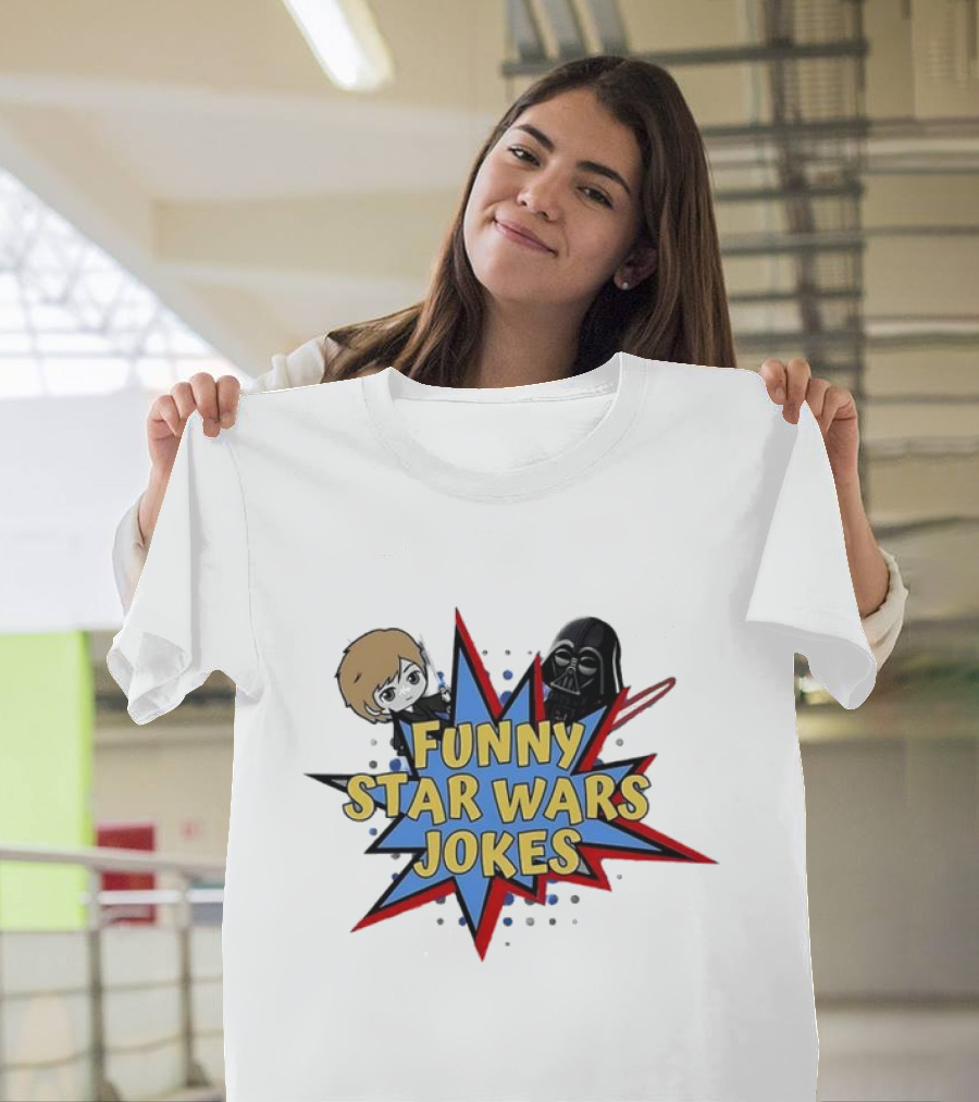 Funny Star Wars Jokes Comic Style with Iconic Characters T-Shirt