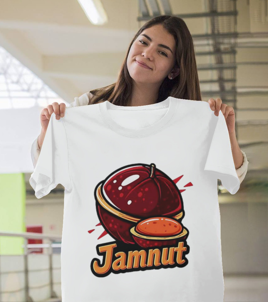 Jamnut Bold Fruit Style Text And Iconic Split Shell Nut T-Shirt